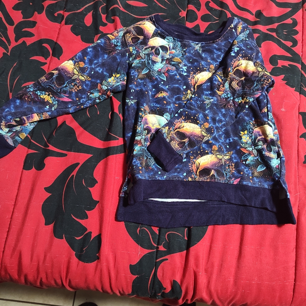 Colorful Skull Print Sweatshirt Bums And Roses Size 2T